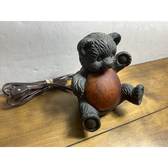 Vintage Teddy Bear Light 7 Inch Bronze and Amber Art Glass Light - Picture 2 of 12